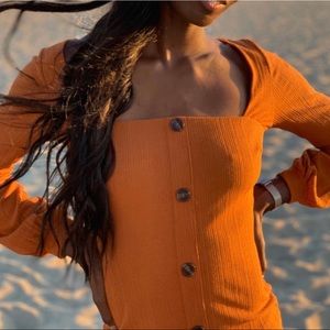 Olive tree burnt orange long sleeve dress